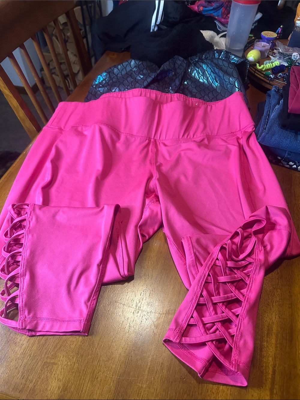 Livi Active Hot Pink Leggings with Lattice Side Detail